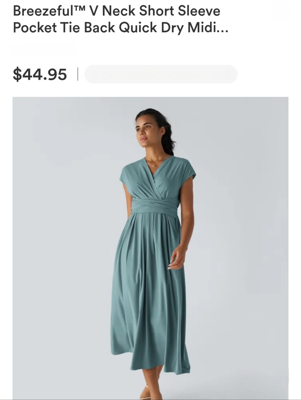 NWT Halara Breezeful Short Sleeve Pocket Quick Dry Tie Dress Stone Blue 2XL XXL - Picture 2 of 11